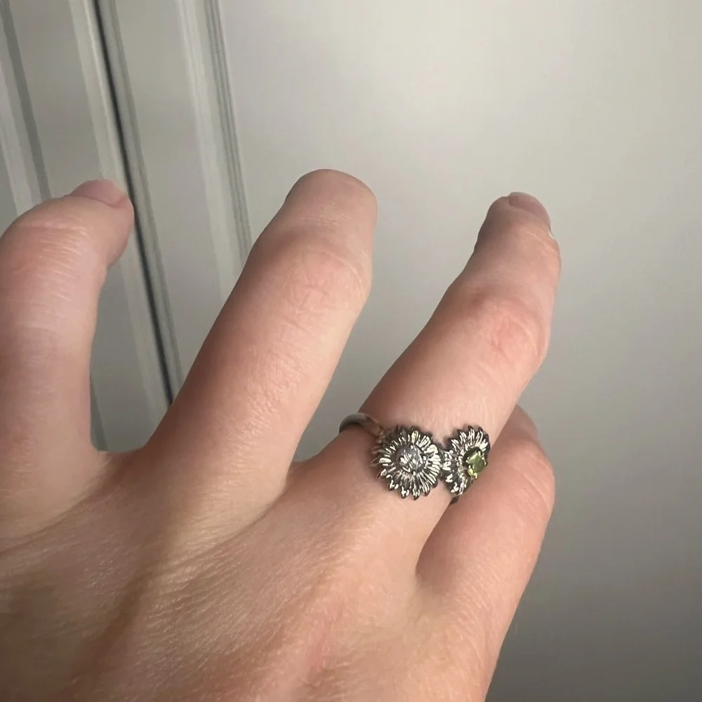 Sunflower Toi Et Moi Diamond Peridot 14k White Gold Ring 5